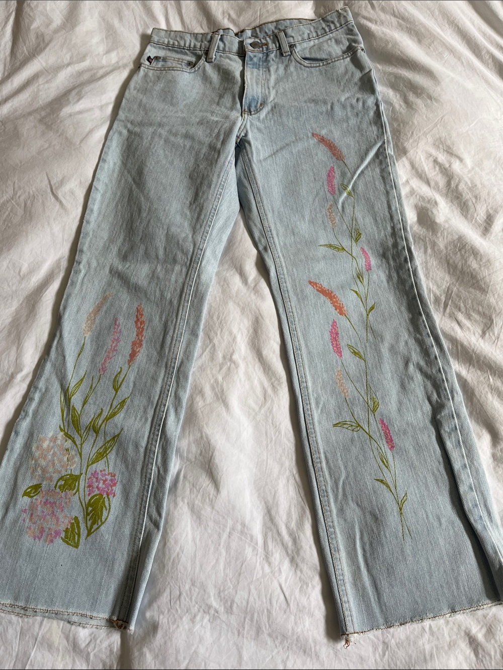Polo Ralph Lauren Floral Painted cropped flare light wash denim jeans